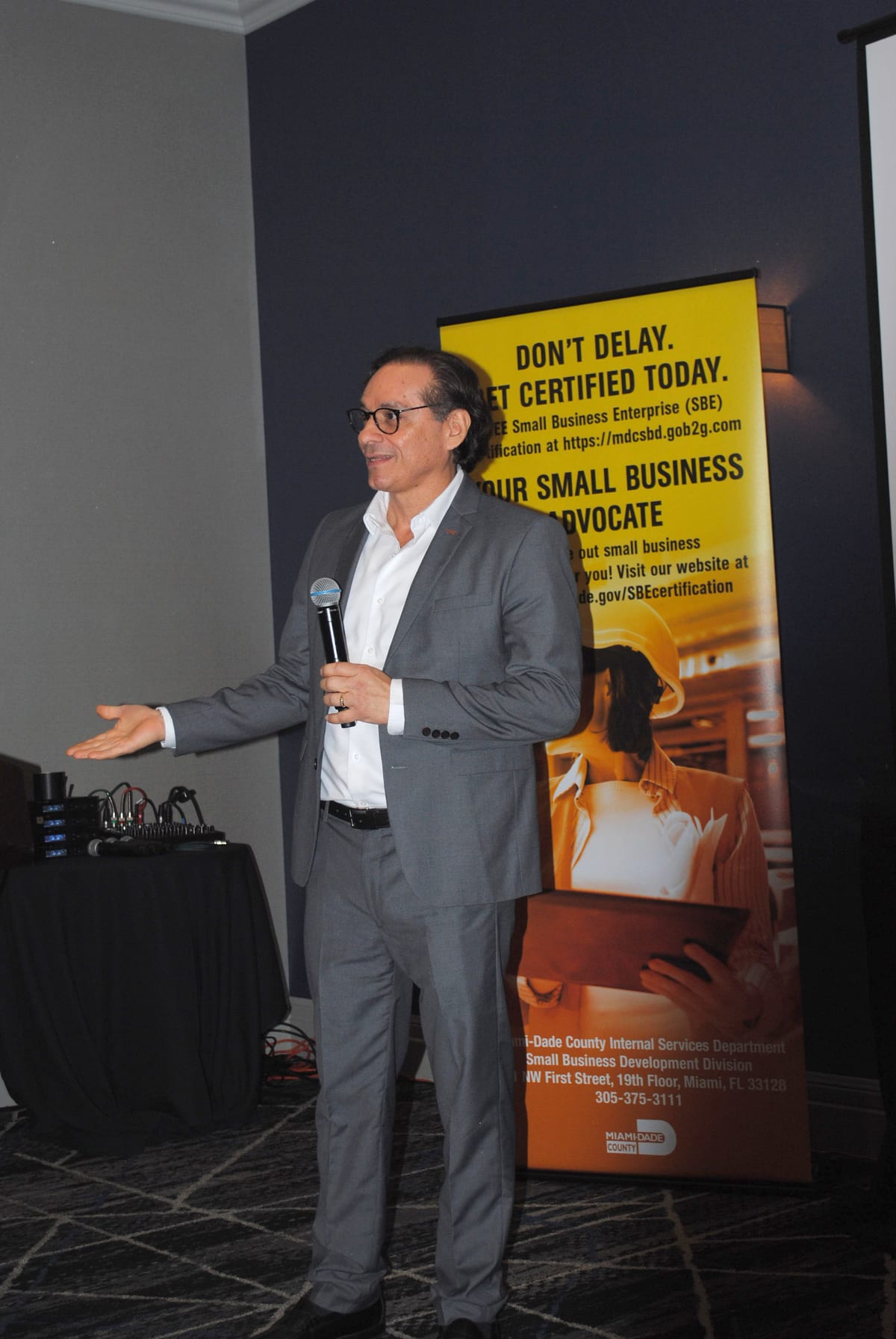 HBC team member speaking at a public event